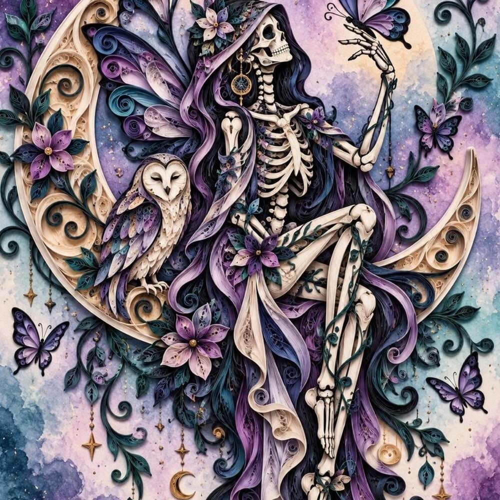8 X 10 Framed Skeleton Fairy Moon B 9 D 5